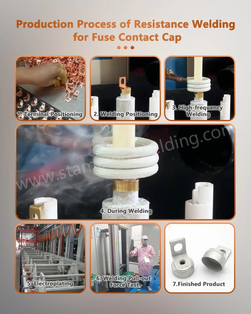 Production process of resistance welding for Outer Cap And Terminal For Fuse Production process of resistance welding for Outer Cap And Terminal For Fuse